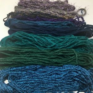 Handmade Lot of Blue Purple Teal Green Braided Lucet Cord Bundle
